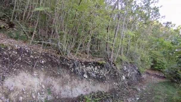 カストロピニャーノ,モリゼ,イタリア2023年10月26日:コントラダヴァレフラーニの道は,紀元前4世紀にさかのぼる巨大な壁の遺跡につながり,ビフェルノ渓谷を見下ろす岩の崖にまでさかのぼります. - 映像、動画