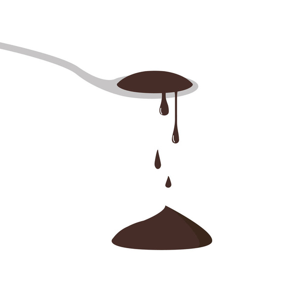Pasta de chocolate gotejando de uma colher. Ilustração vetorial sobre fundo branco
. - Vetor, Imagem