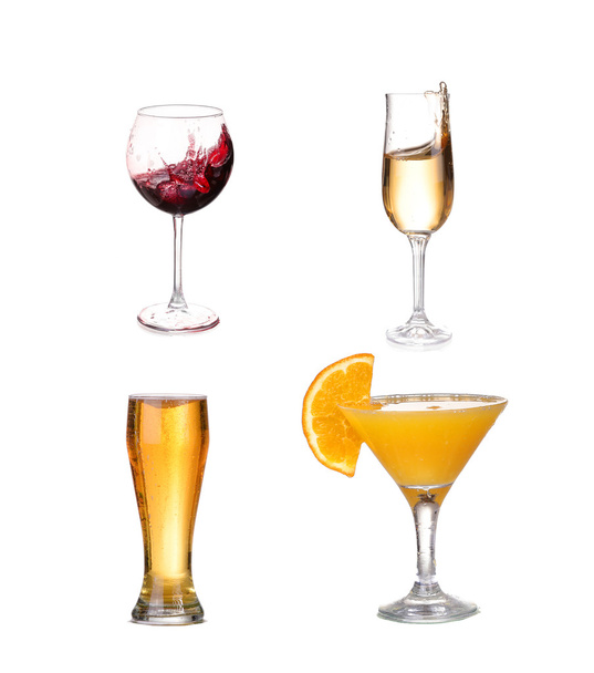 Collage of alcohol drinks. isolated on white - Фото, зображення