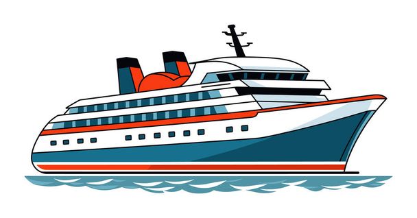 Colorido crucero de vela de agua. Moderna ilustración de vectores oceánicos. Concepto de viaje marítimo de vacaciones - Vector, Imagen