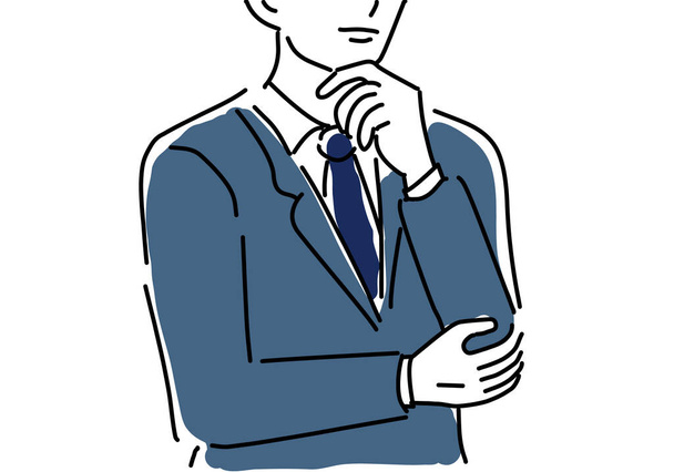 Manos de un hombre de negocios pensando. ilustración de un hombre en un traje. - Foto, imagen