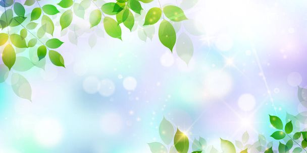 Свіже зелене листя Пейзажний фон
 - Вектор, зображення