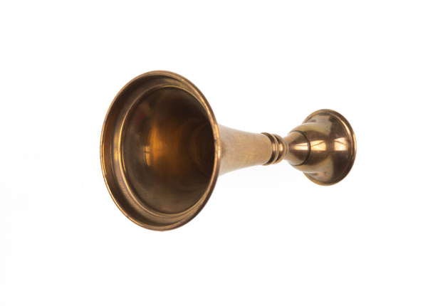 Vintage Bronze Horn isoliert auf weißem Hintergrund - Foto, Bild