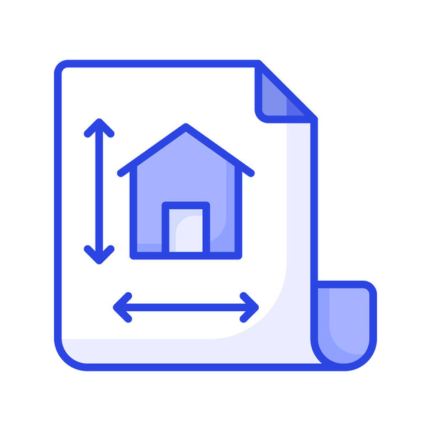 Kotisuunnittelu sivulla osoittaa käsite kuvaketta kodin arkkitehtuuri, arkkitehtoninen suunnittelu - Vektori, kuva