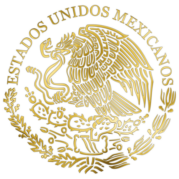 Mexiko, národní zlatý erb na bílém pozadí, ilustrace - Fotografie, Obrázek