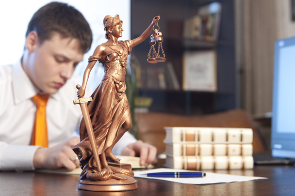 Justice statue and lawyer - Photo, image