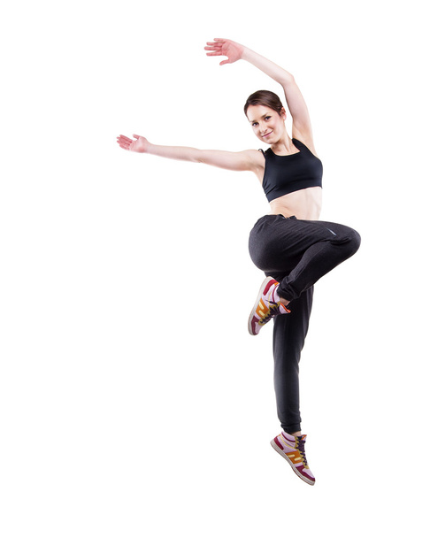 modern style dancer posing arms up on studio background - Φωτογραφία, εικόνα