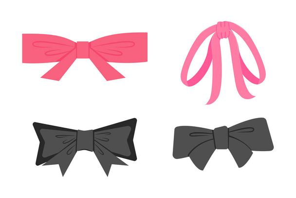Ribbon and bow hand drawn for element, celebration, illustration, gift and valentine. Doodle style - Vector, Image
