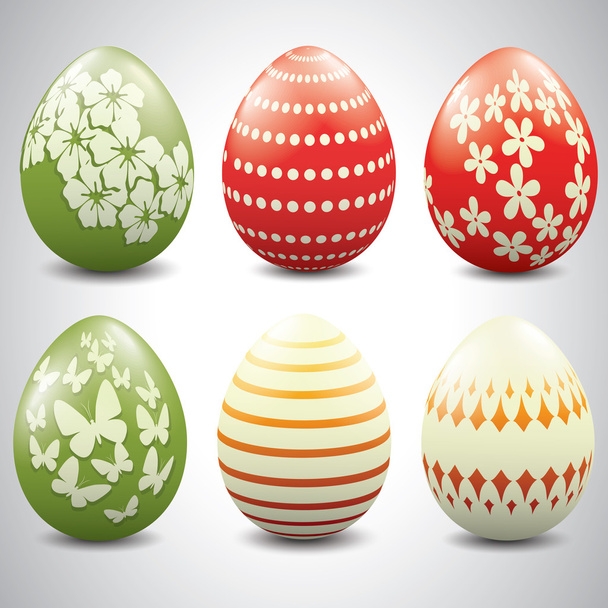 Set of six Easter eggs - Vektör, Görsel