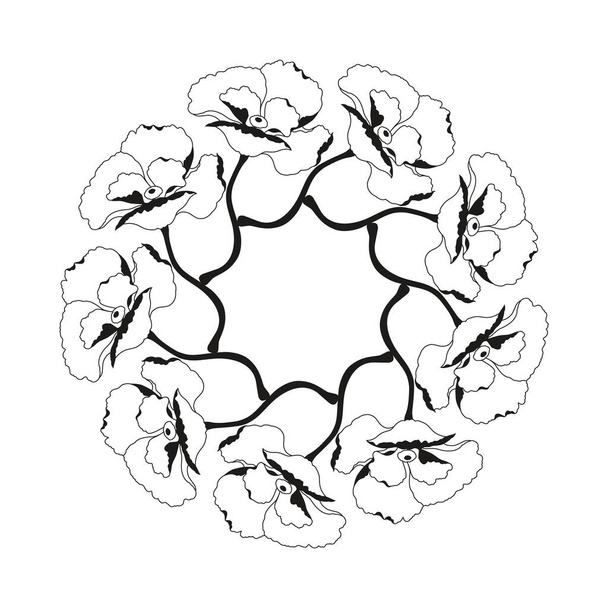 Kézzel rajzolt radiális virág koszorú keret firka - Vektor, kép