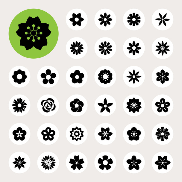 Set of Flower icons. - Vector, Image
