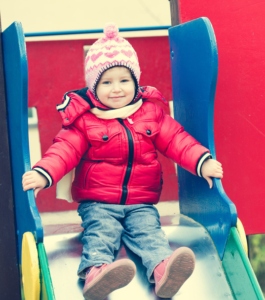 little girl riding a roller coaster - Foto, Imagem