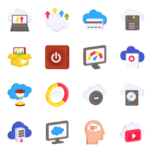 Pack of Cloud Technology Flat Icons  - Vector, Image