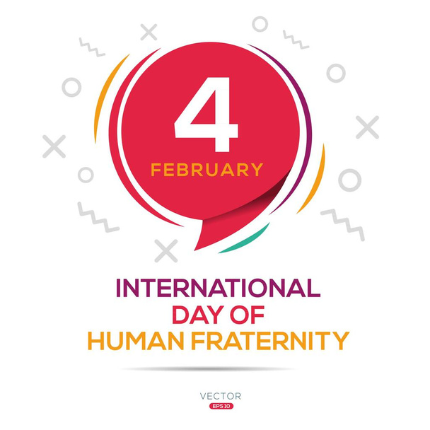 Mezinárodní den lidského bratrství, který se konal 4. února. - Vektor, obrázek