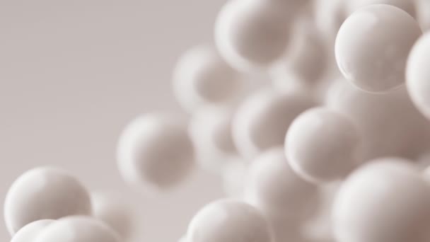 Абстрактная 3D рендеринг анимации замедленная съемка движущихся молочно-белых шаров молока матовые анимированные фоновые метаболы пузырьки частицы пузырьки морфирования летающих молекул обои медицинские презентации фон - Кадры, видео