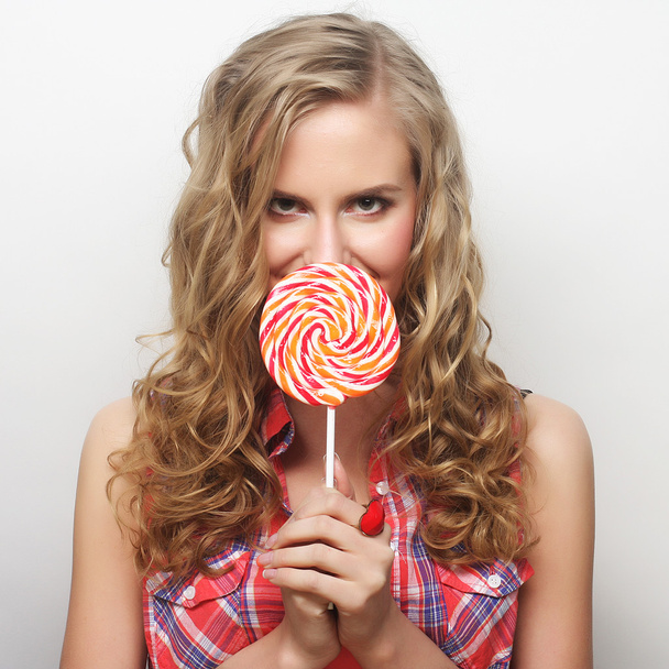 young girl with lolipop - Photo, image