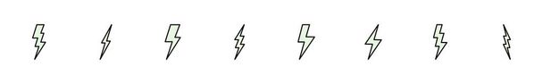 Set icona del fulmine. vettore di icone elettriche. icona del potere. segno di energia - Vettoriali, immagini