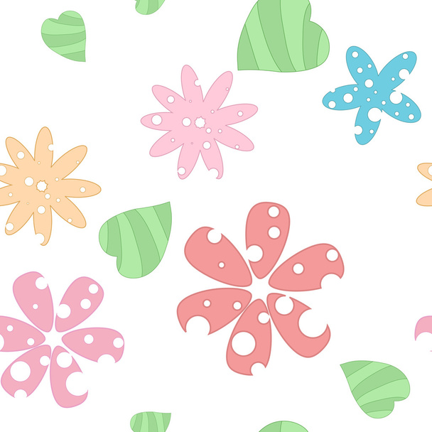 Cute seamless pattern with flowers and leaves - Vector, Image