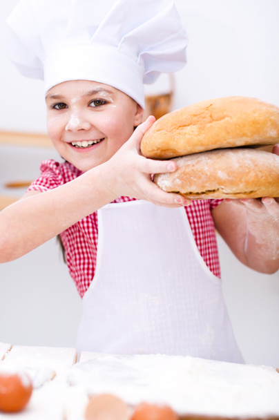 Girl making bread - Photo, Image
