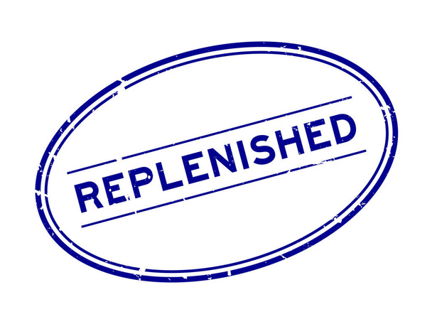 Грязно-синее реплицированное слово овал резиновая печать на белом фоне - Вектор,изображение