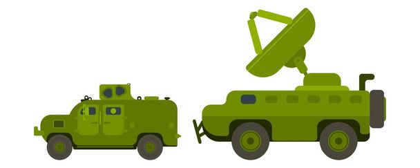 Στρατιωτικά φορτηγά για προσγείωση και επικοινωνίες για το στρατό. Εικόνα διανύσματος αποθέματος - Διάνυσμα, εικόνα