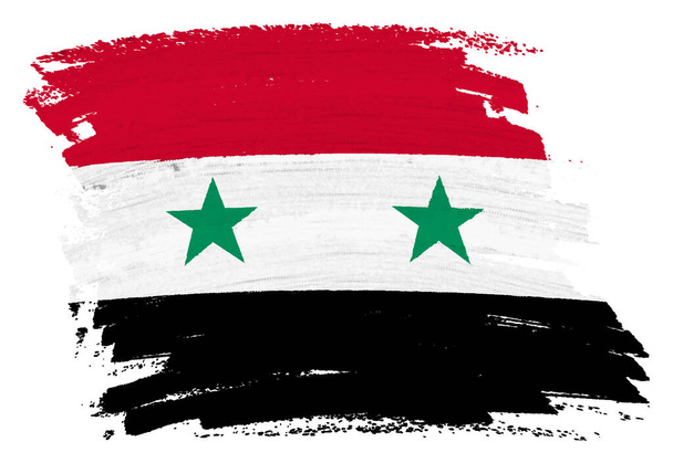 Μια σημαία της Συρίας φόντο χρώμα βουτιά πινελιά 3d εικονογράφηση με περικοπή διαδρομής - Φωτογραφία, εικόνα