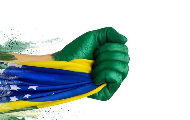 Abanico brasileño patriota con bandera
 - Foto, Imagen