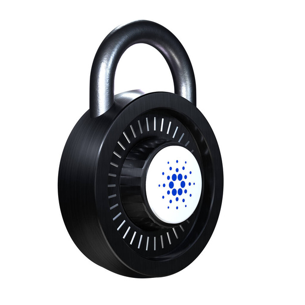 Crypto Lock Cardano (ADA) icono sobre fondo blanco - Foto, Imagen