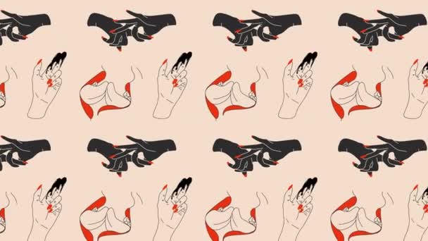 Sexuální gesto - Ruka, prst simulující a rty pohlavní styk a sex animace smyčka pozadí.Video ploché kreslené animace designový prvek. Video - 4K - Záběry, video