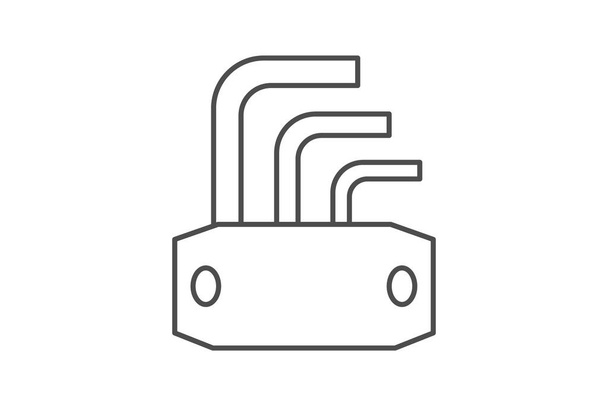 Allen Wrench ícone linha fina cinza, vetor, pixel perfeito, arquivo ilustrador - Vetor, Imagem