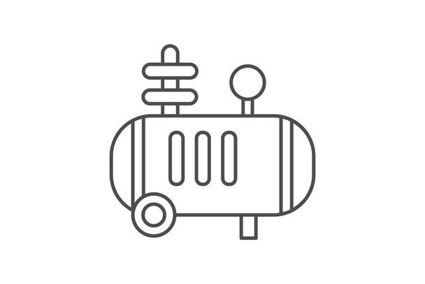 Air Compressor grey thin line icon , vector, pixel perfect, illustrator file - Vector, Image
