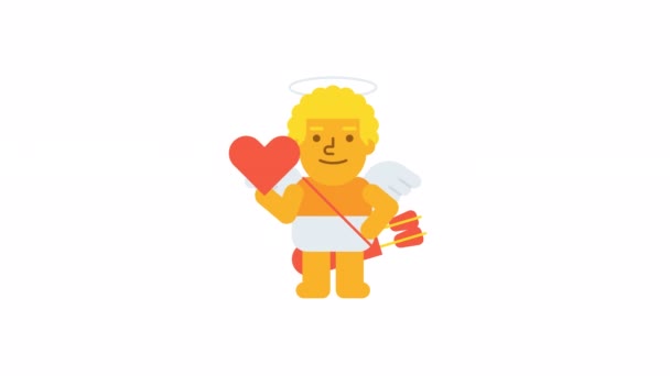 Cupid holding heart and winking. Alpha channel. Looped animation - Footage, Video