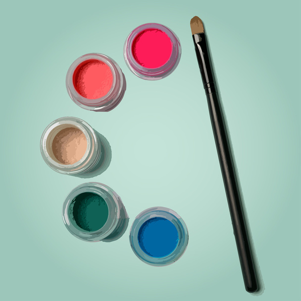 Isolated beautiful cosmetics and brush for women - ベクター画像