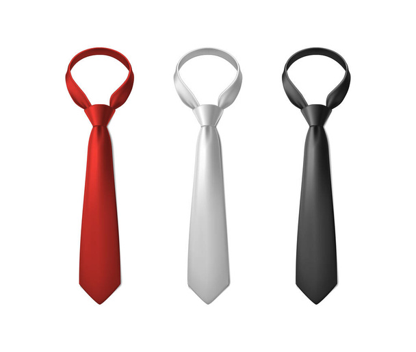 gravatas vermelhas, pretas, brancas. Isolado em segundo plano. - Vetor, Imagem