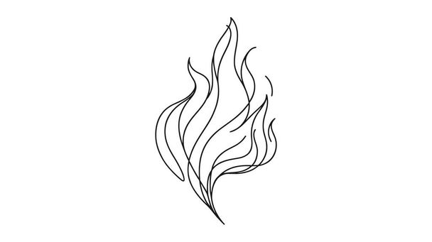 Um desenho contínuo de uma linha de fogo. Fogo chama única linha arte vetor ilustração. AVC editável. - Vetor, Imagem