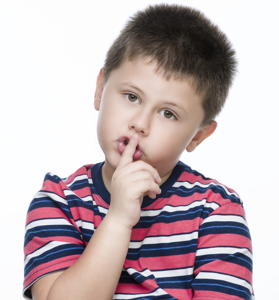 Chlapec směřují mlčení s prstem - Fotografie, Obrázek