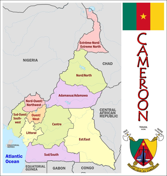 Καμερούν διοικητική διαίρεση - Διάνυσμα, εικόνα