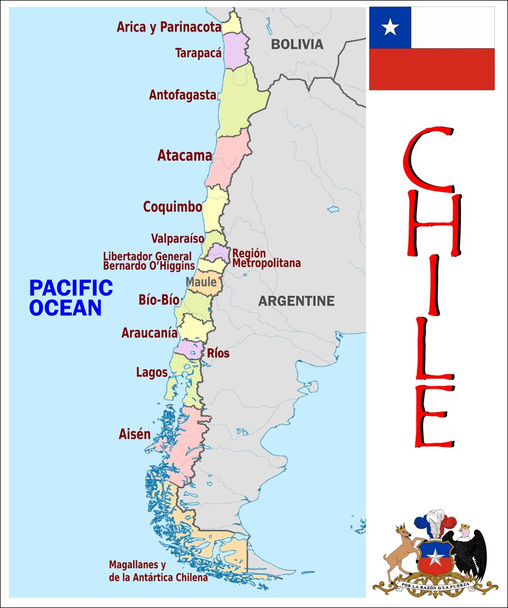 Podział administracyjny Chile - Wektor, obraz