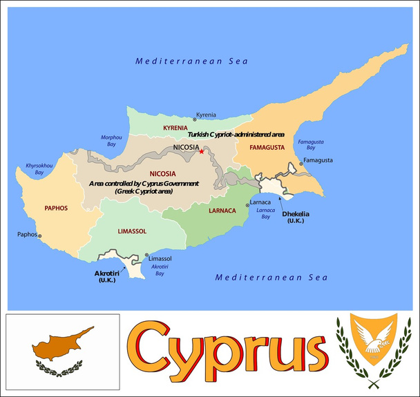 Κύπρος διοικητική διαίρεση - Διάνυσμα, εικόνα