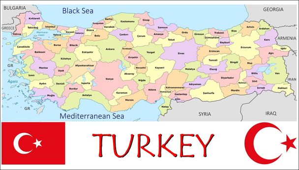Turquie Divisions administratives
 - Vecteur, image