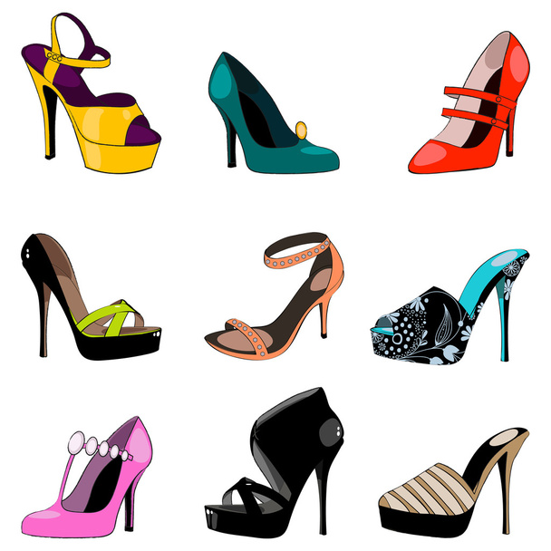 Set of elegant shoes - Vector, Image