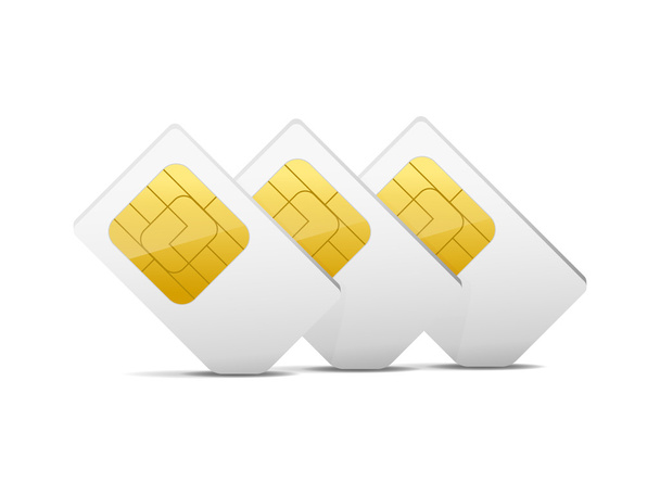 três cartões SIM brancos cinzentos
 - Vetor, Imagem