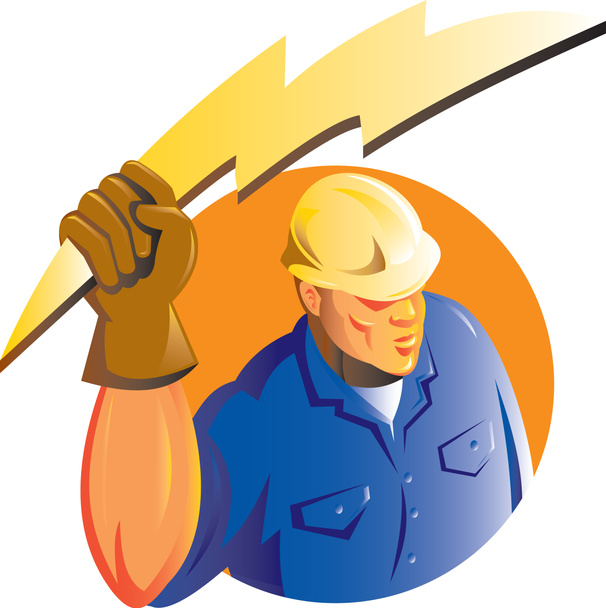 Construction worker electrician lightning bolt - Photo, Image