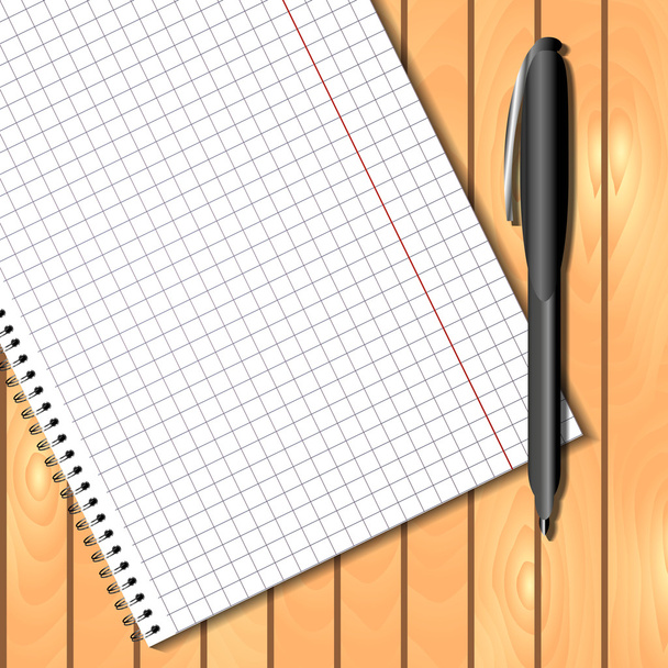 spirál kötött notebook együtt toll - Vektor, kép