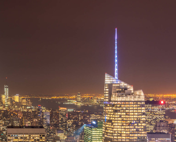 Widok Manhattanu w Nowym Jorku w godzinach zachodu słońca - Zdjęcie, obraz
