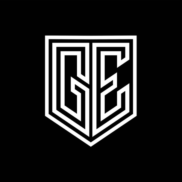 GE Letter Logo μονόγραμμα ασπίδα γεωμετρική γραμμή μέσα ασπίδα απομονωμένο πρότυπο σχεδιασμού στυλ - Φωτογραφία, εικόνα
