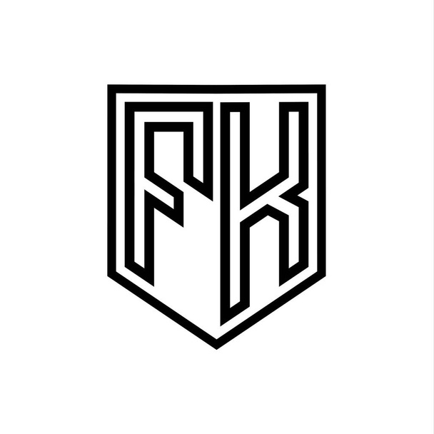 FK Letter Logo monogram schild geometrische lijn binnen schild geïsoleerde stijl ontwerp sjabloon - Foto, afbeelding