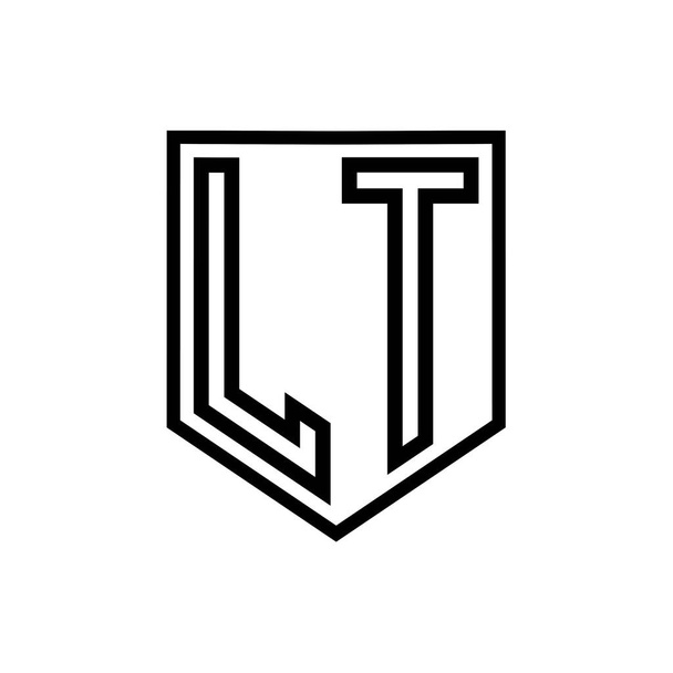 LT Letter Logo monogramma linea geometrica scudo all'interno modello di design stile isolato scudo - Foto, immagini