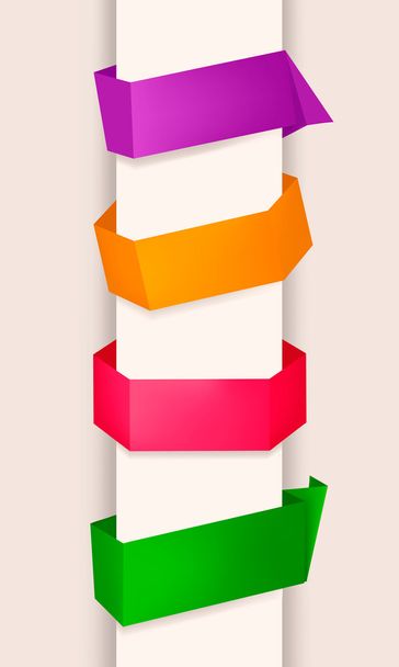 Set of colorful paper banners with globe. Vector illustration. - Vetor, Imagem