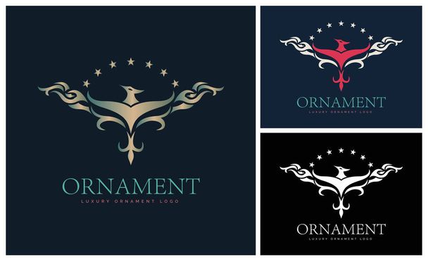 phoenix bird star ornament logo design template for brand or company and other - Vector, Image